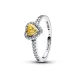 Pandora Δαχτυλίδι ασ. 925 με κίτρινη & διάφανη κυβική ζιρκόνια, καρδιά 198421C06