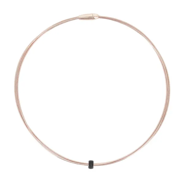 ΚΟΛΙΕ ΜΕ 3 ΣΕΙΡΕΣ ΡΟΖ ΑΣΗΜΙ ΜΕ ΜΑΥΡΗ ΔΙΑΜΑΝΤΟΣΚΟΝΗ PESAVENTO