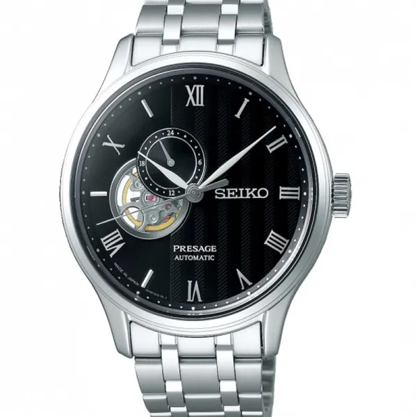 SEIKO Ανδρικό ρολόι Presage Αυτόματο Ασημί - Μαύρο SSA377J1