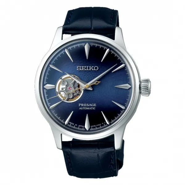 Seiko Ανδρικό ρολόι 'Presage' Αυτόματο μπλε δερμάτινο λουράκι SSA405J1