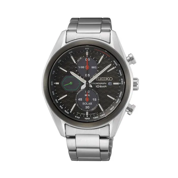 Seiko Ρολόι Χρονογράφος Solar με Ασημί Μεταλλικό Μπρασελέ SSC803P1