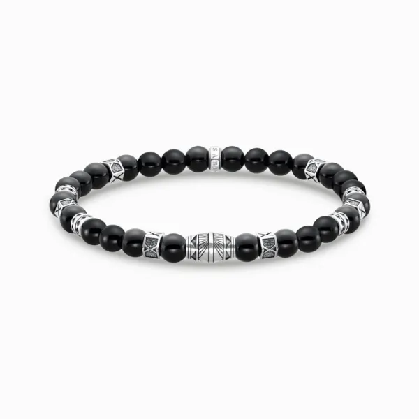 Thomas Sabo Βραχιόλι με μαύρες χάντρες όνυχα ασήμι A2087-507-11
