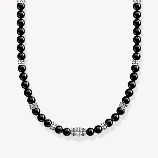 Thomas Sabo Κολιέ με μαύρες χάντρες από όνυχα και ασήμι KE2180-507-11