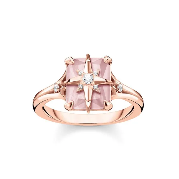 Thomas Sabo Ασημένιο ροζ επιχρυσωμένο δαχτυλίδι πέτρα με αστέρι TR2288-417-9