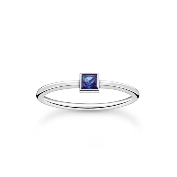 Thomas Sabo ασημί μπλε πέτρινο δαχτυλίδι TR2395-699-32