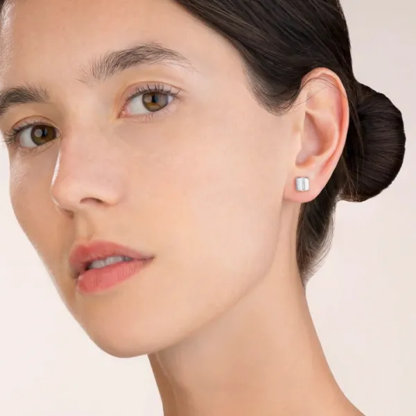 COEUR DE LION Σκουλαρίκια από ανοξείδωτο ατσάλι τετράγωνο & κρύσταλλα κρύσταλλο λωρίδας pavé 0125211800