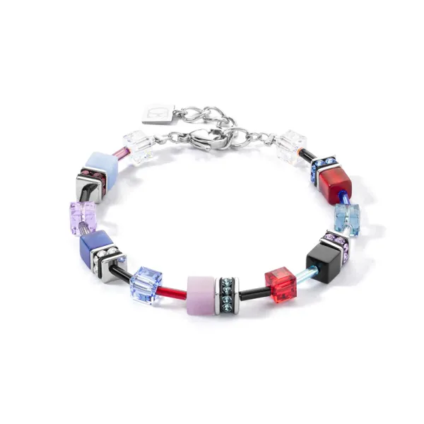 COEUR DE LION GeoCUBE® Εμβληματικό βραχιόλι ασημένιο-βασιλικό 2838300330