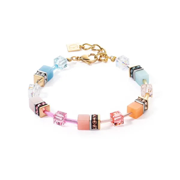COEUR DE LION GeoCUBE® Εμβληματικό βραχιόλι Άκουα-Βερικοκί 2838302028
