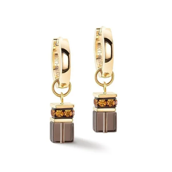 COEUR DE LION GeoCUBE® Σκουλαρίκια κρίκοι χρυσό-καφέ 4524211116