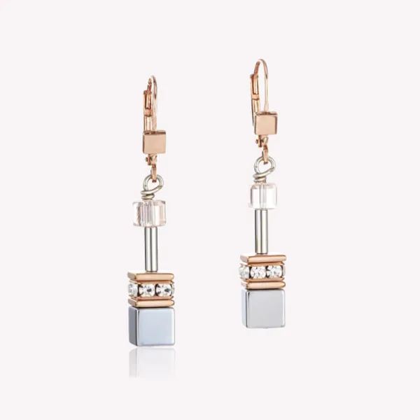 COEUR DE LION GeoCUBE® Σκουλαρίκια αχάτης μποτσουάνα & βερίκοκο αιματίτη 4017200230