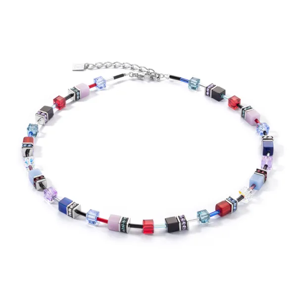 COEUR DE LION GeoCUBE® Εμβληματικό κολιέ ασημένιο-βασιλικό 2838100330