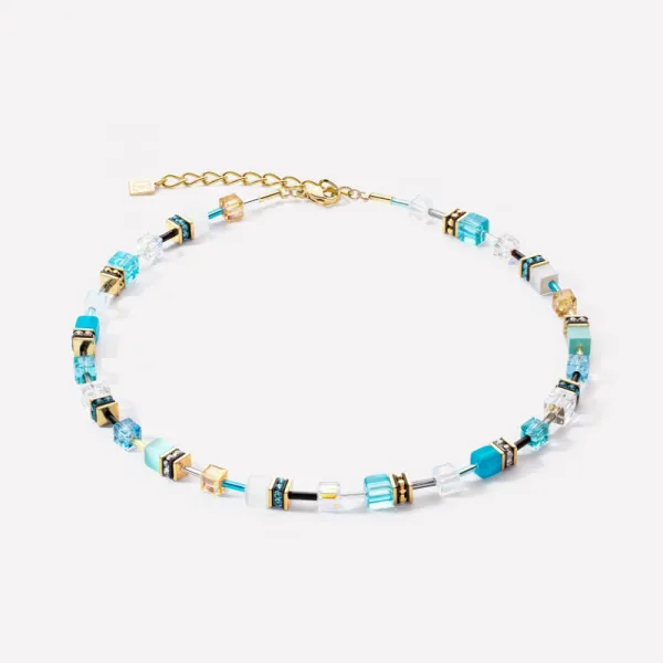 COEUR DE LION GeoCUBE® Εμβληματικό κολιέ τιρκουάζ χρυσό 2838100616