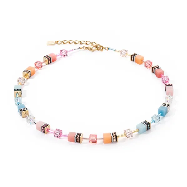 COEUR DE LION GeoCUBE® Εμβληματικό κολιέ Άκουα-Βερικοκί 2838102028