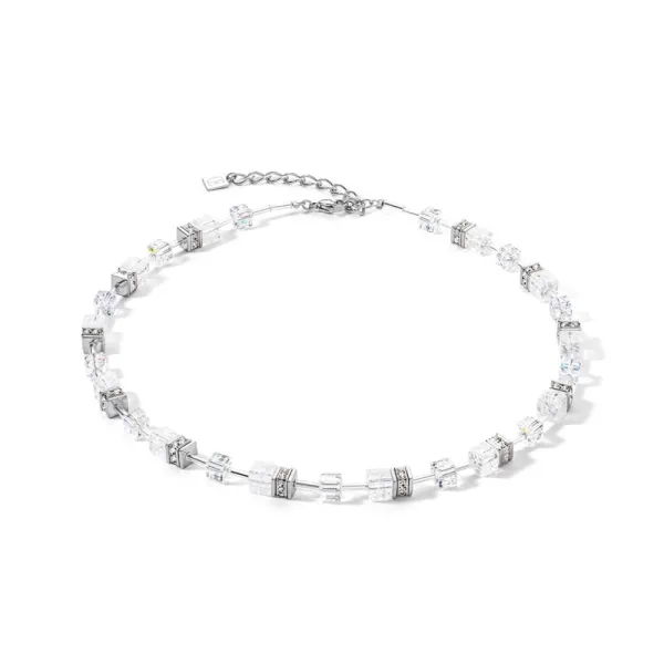 COEUR DE LION GeoCUBE® Κολιέ σε ασημί-λευκό 3018101417