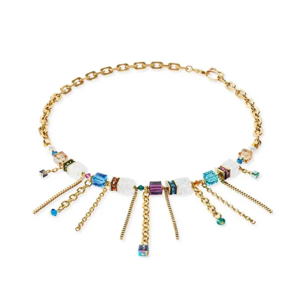 COEUR DE LION GeoCUBE® Κολιέ Sunray Cube Couture χρυσό-πολύχρωμο 3020101516