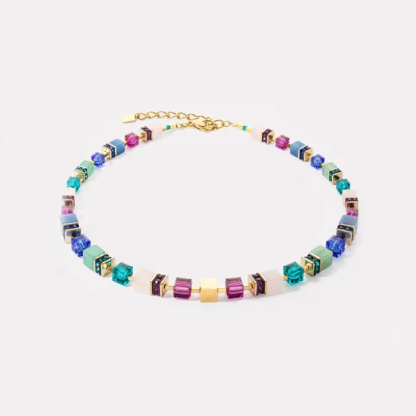 COEUR DE LION GeoCUBE® Πολύτιμη δήλωση κολιέ χρυσό-πολύχρωμο 3039101561