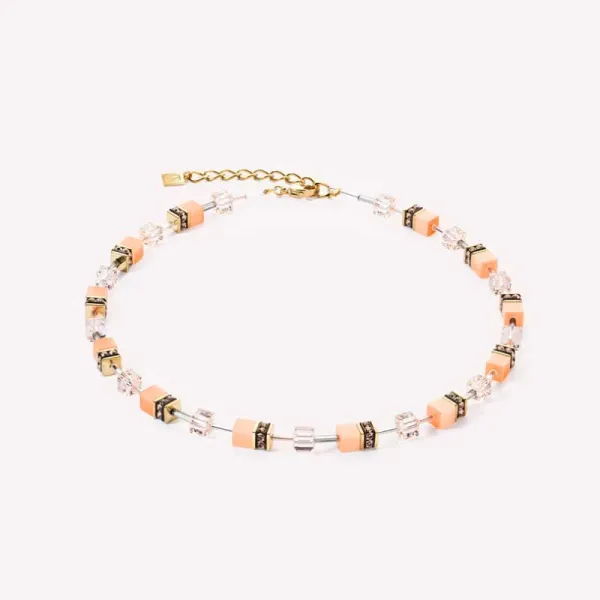 COEUR DE LION GeoCUBE® Εμβληματικό μονοχρυσό κολιέ Apricot Crush 4020100230