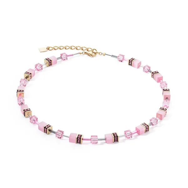 COEUR DE LION GeoCUBE® Εμβληματικό μονόχρυσο κολιέ ροζ 4020101920