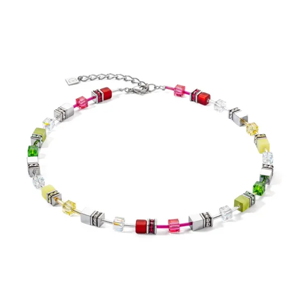 COEUR DE LION GeoCUBE® Εμβληματικό κολιέ κόκκινο-πράσινο 4023100305