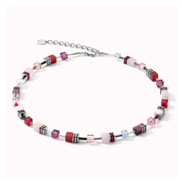 Coeur De Lion Κολιέ GeoCUBE® Κρύσταλλοι & πολύτιμοι λίθοι κόκκινο-μοβ 4905100308