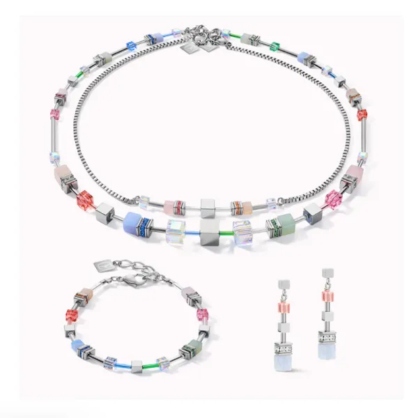 Coeur De Lion Σκουλαρίκια GeoCUBE® Πολλαπλές εργασίες καλοκαιρινό πολυ παστέλ-ασημί 5007211522