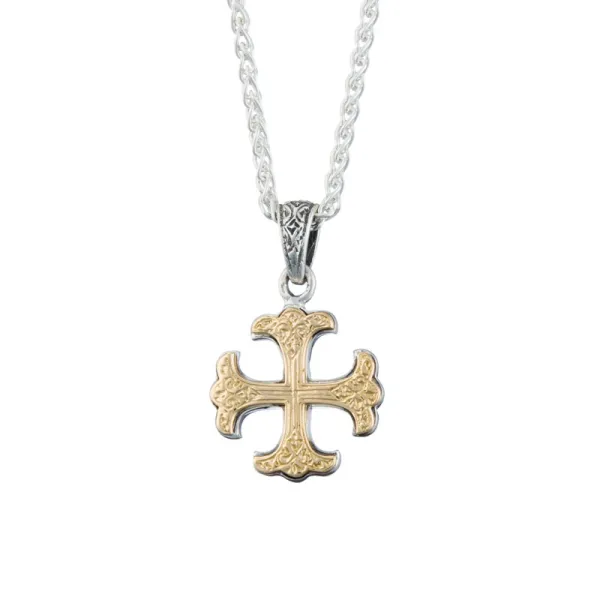 Gerochristo Βυζαντινός σταυρός από χρυσό 18 καρατίων και ασήμι 5621