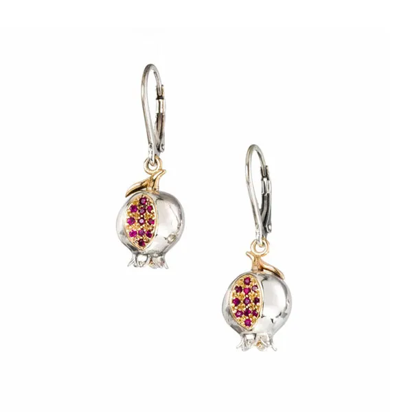 Gerochristo Σκουλαρίκια ρόδι από χρυσό 18 καρατίων και ασήμι 925 με ρουμπίνια 1655