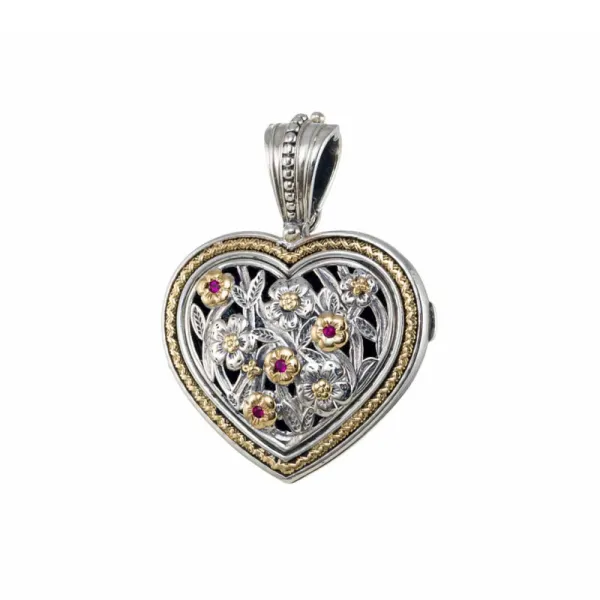Gerochristo μενταγιόν καρδιά από χρυσό 18 καρατίων και ασήμι 9 με πολύτιμους λίθους 3388