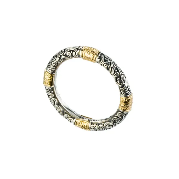 Gerochristo Δαχτυλίδια από στερεό κίτρινο χρυσό 18 καρατίων και ασήμι 20215