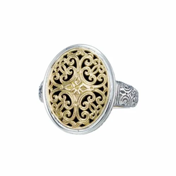 Gerochristo οβάλ δαχτυλίδι σε χρυσό 18 καρατίων και ασήμι 20241