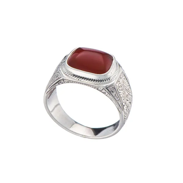 Gerochristo Κλασικό ανδρικό δαχτυλίδι σε ασήμι με ημιπολύτιμη πέτρα 20345