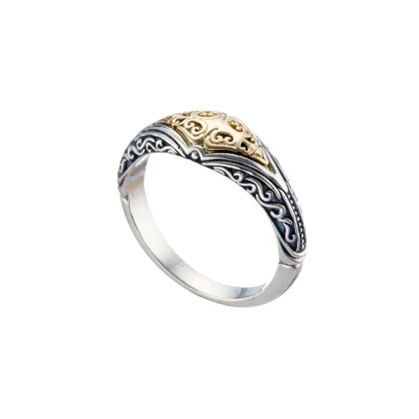 Gerochristo Δαχτυλίδι Ερωτόκριτος από χρυσό 18 καρατίων και ασήμι 20393