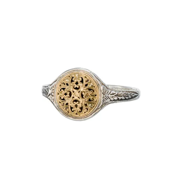 Gerochristo Mediterranean round pinky ring in 18K Gold and sterling silver 20430