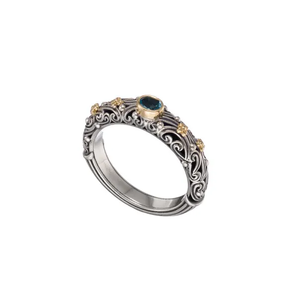 Gerochristo Δαχτυλίδι οβάλ λίθος σε χρυσό 18 καρατίων και ασήμι 20439