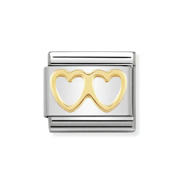 NOMINATION Συνθέσιμος σύνδεσμος Διπλή Καρδιά χρυσό 18Κ 03011603