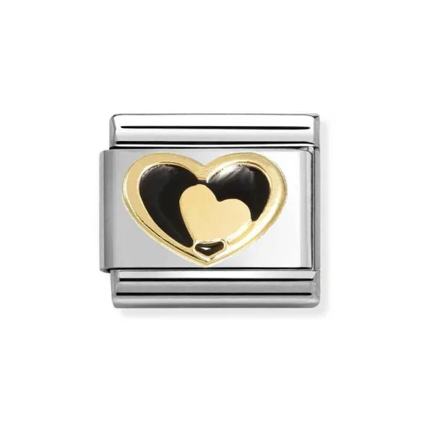Nomination Συνθετικό Κλασικό Unisex Link Μαύρη Καρδιά-Χρυσή Καρδιά 030283/26