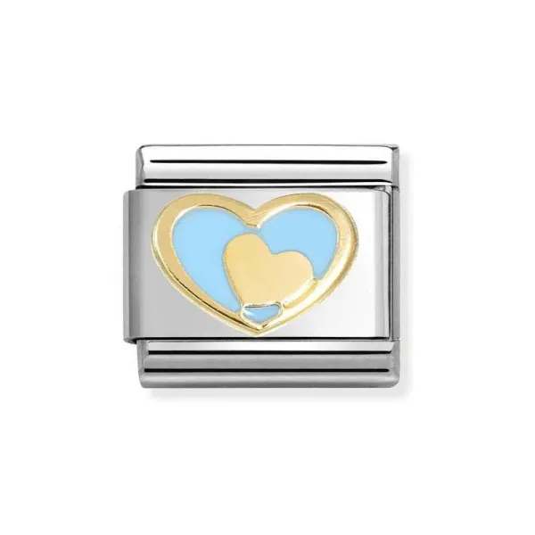 Nomination Συνθετικό Κλασικό Unisex Link Γαλάζιο Καρδιά-Χρυσή Καρδιά 030283/31