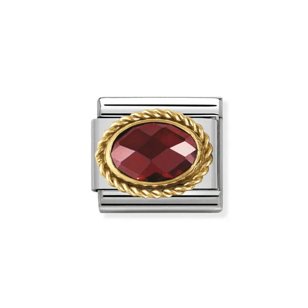 Nomination Κλασικός Σύνδεσμος Ασημένιο Γούρι Οβάλ πέτρα κόκκινη 030602005