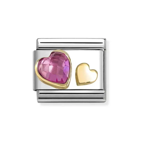 Nomination Σύνδεσμος Unisex Καρδιές σε Σκούρο Ροζ Ζιργκόν 030613/09