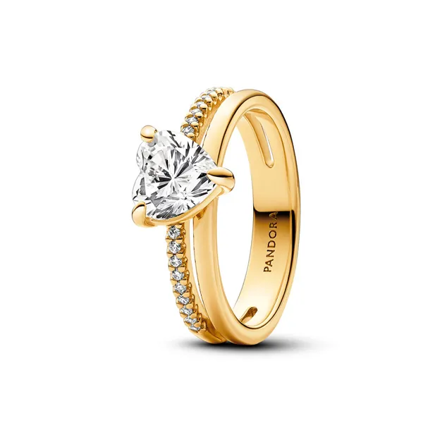 Pandora Δαχτυλίδι με επίστρωση χρυσού 14Κ & κυβική ζιρκόνια καρδιά 163100C01