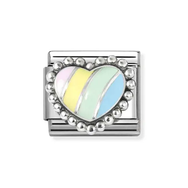 Nomination Σύνθετο Κλασικό Unisex Σύνδεσμος σε Παστέλ Ριγέ Καρδιά 330204/37