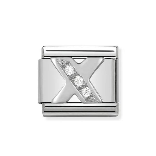 Nomination Συνθέσιμο Κλασικό Ασημένιο γούρι με Γράμμα Χ 33030124