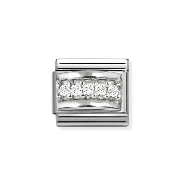 Nomination Σύνδεσμος Ασημί με Λευκές Πέτρες 330304/50