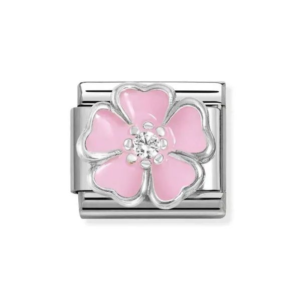 Nomination Σύνθετο Classic Unisex Link Ροζ λουλούδι με Ζιργκόν 330321/14