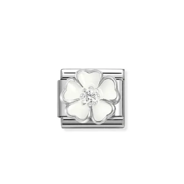 Nomination Σύνθετο Classic Unisex Link Άσπρο λουλούδι με Ζιργκόν 330321/15
