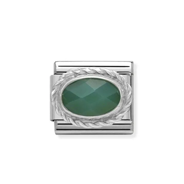 Nomination Composable Κλασικός Σύνδεσμος Με Πράσινο Αχάτη Οβάλ 330503/27