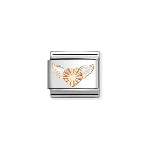 Nomination Σύνθετο Κλασικό Unisex Σύνδεσμος με Λευκά Φτερά σε σχήμα Διαμαντιού με Καρδιά 430202/46