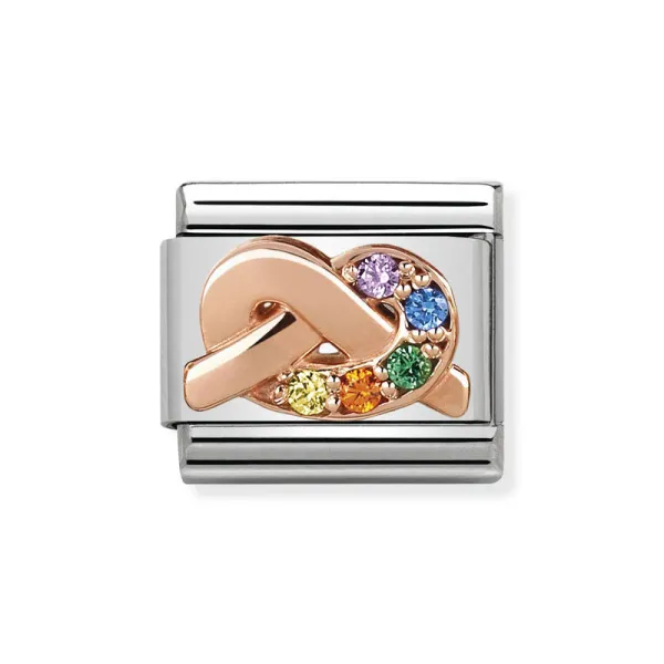 Nomination Ασημένιος Σύνδεσμος με κόμπο ροζ Χρυσό και πολύχρωμα ζιρκόν 430302/11