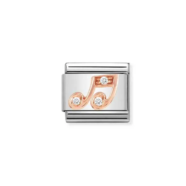 Nomination Composable κλασικός σύνδεσμος ροζ χρυσό μουσική νότα με CZ 430305/25