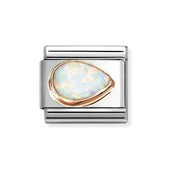 Nomination Σύνδεσμος Unisex Link με Λευκό Opal Δεξί Στάμπα 430514/07